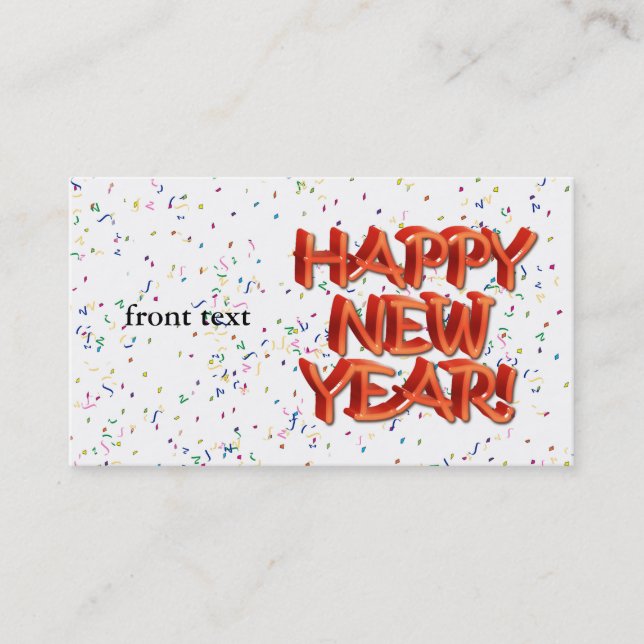 Tarjeta De Visita Feliz Año Nuevo Glassy Red Text (Anverso)