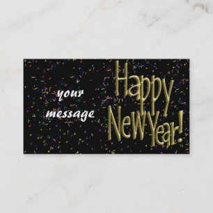 Tarjeta De Visita Feliz Año Nuevo Texto de Oro