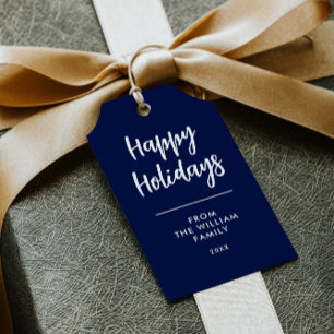 TARJETA DE VISITA FELIZ AZUL NOMBRE DE VACACIONES DIY NAVIDADES ETIQ