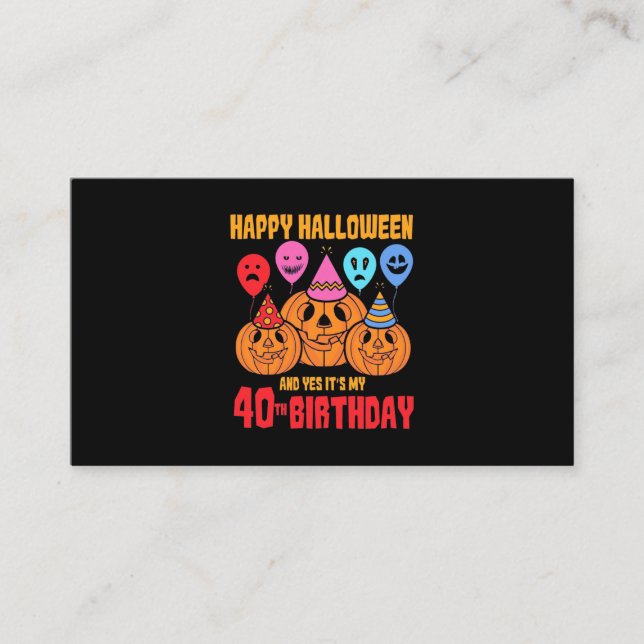 Tarjeta De Visita Feliz cumpleaños 40 de Halloween (Anverso)