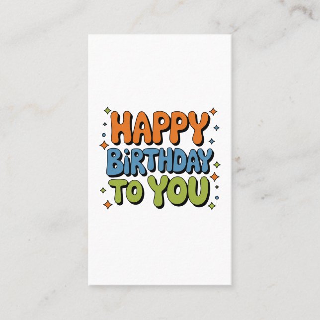 Tarjeta De Visita Feliz Cumpleaños Groovy (Anverso)