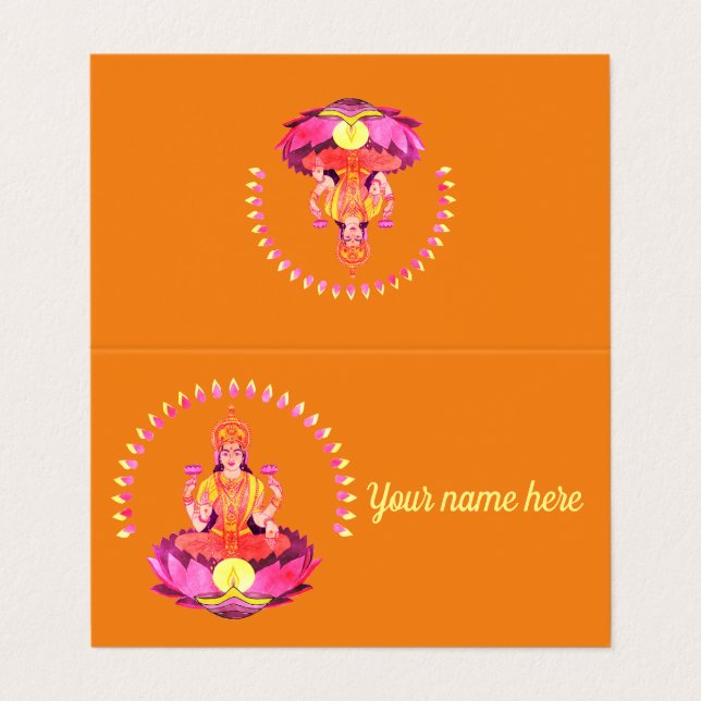 Tarjeta De Visita Feliz Diwali - Diosa Deepalavi Lakshmi 1 (Exterior desplegado)