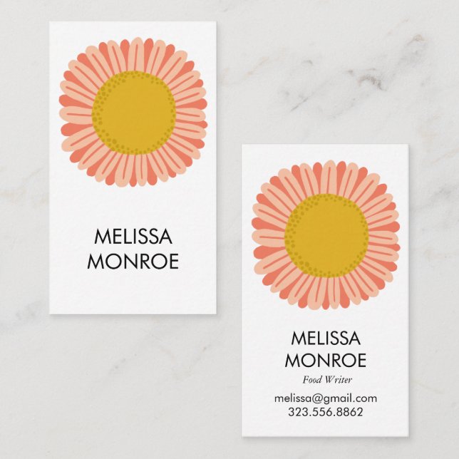Tarjeta De Visita Feliz girasol rosado rosado (Anverso / Reverso)