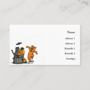 Tarjeta De Visita ¡Feliz Halloween! Perro de gato y araña