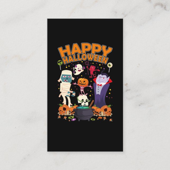Tarjeta De Visita Feliz Halloween Vampiro Skeleton Tirador de Calaba (Anverso)