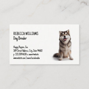 Tarjeta De Visita Feliz Husky Sitting   Animales