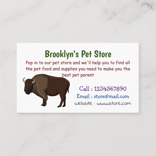 Tarjeta De Visita Feliz ilustracion de búfalo de bisonte americano (Anverso)