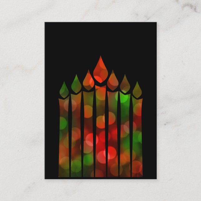 Tarjeta De Visita Feliz Kwanzaa Bokeh Kinara (Anverso)