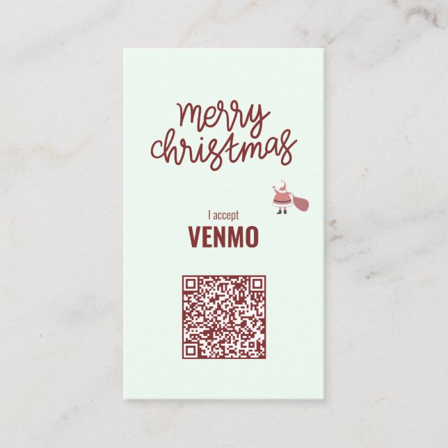 Tarjeta De Visita Feliz Navidad Acepto a VENMO Gracioso (Anverso)