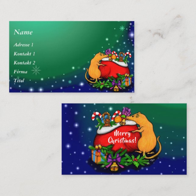Tarjeta De Visita Feliz Navidad con el príncipe rata (Anverso / Reverso)