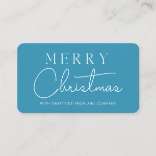 Tarjeta De Visita Feliz Navidad Corporativa Gracias Azul