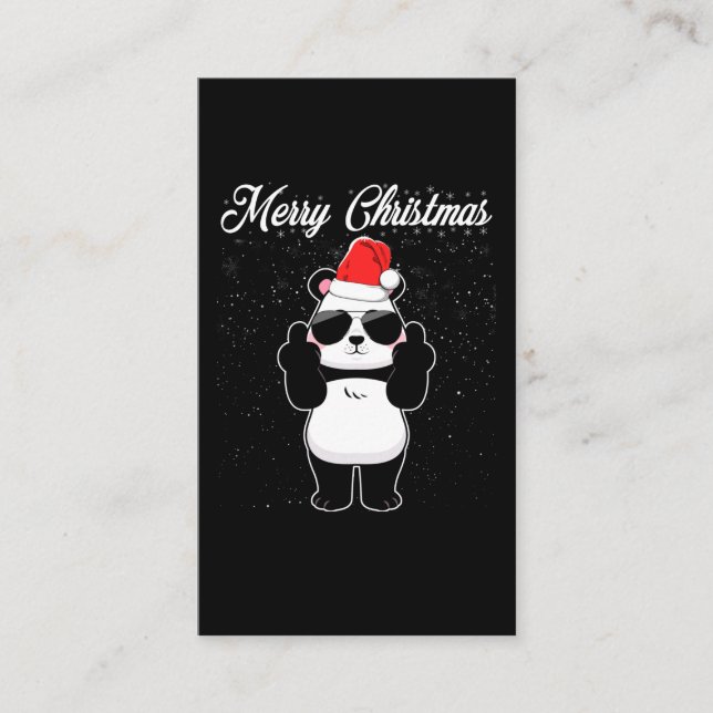 Tarjeta De Visita Feliz Navidad Panda Dedo Medio Dedo Ruido Navidad  (Anverso)