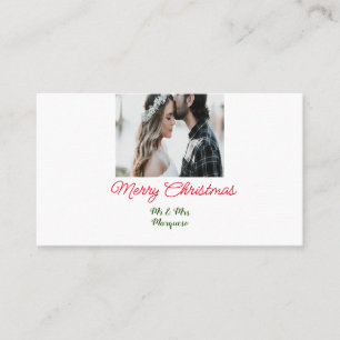 Tarjeta De Visita Feliz Navidad pareja foto añadir nombre feliz navi