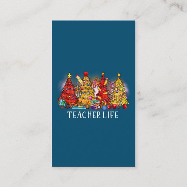 Tarjeta De Visita Feliz Navidad Profesor Árboles navideños Tye (Anverso)