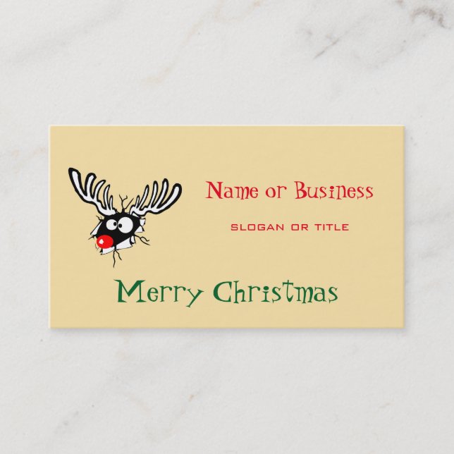 Tarjeta De Visita Feliz Navidad! Renos Locos Rojos (Anverso)