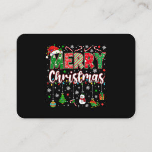 Tarjeta De Visita Feliz Navidad Sombrero de Santa Rojo Reno Santa Co
