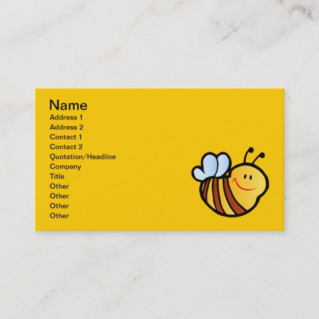 TARJETA DE VISITA FELIZ PEQUEÑO BUMBLEBEE PERSONALIZADO CUTE MIEDO I (Anverso)