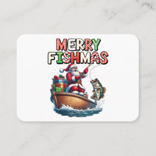 Tarjeta De Visita Feliz Pescado de Navidad Santa Amantes de la Pesca