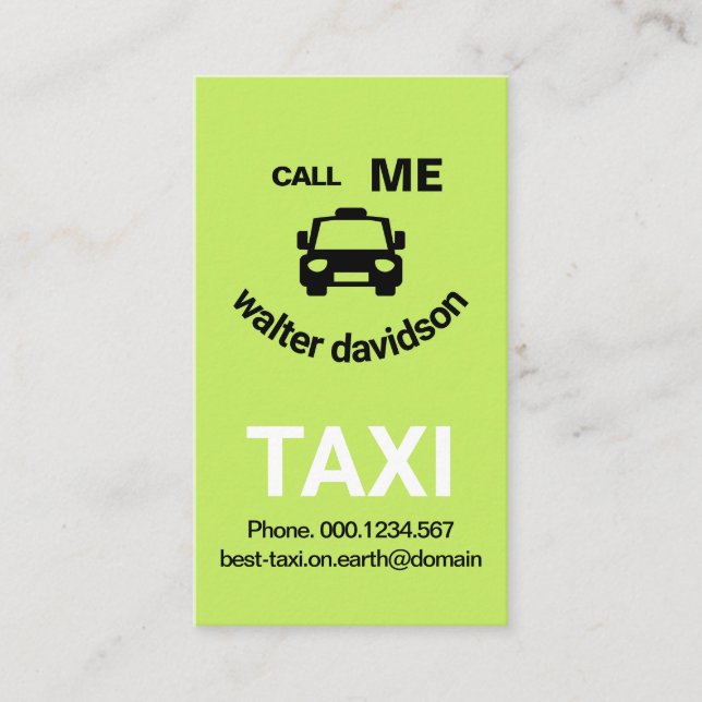 Tarjeta De Visita Feliz piloto de taxi sonriente verde (Anverso)