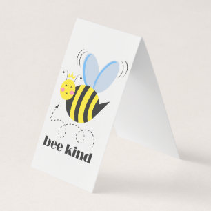 Tarjeta De Visita Feliz princesa de abejas con corona y lema Bee Kin