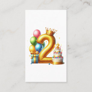 Tarjeta De Visita Feliz segundo cumpleaños dorado