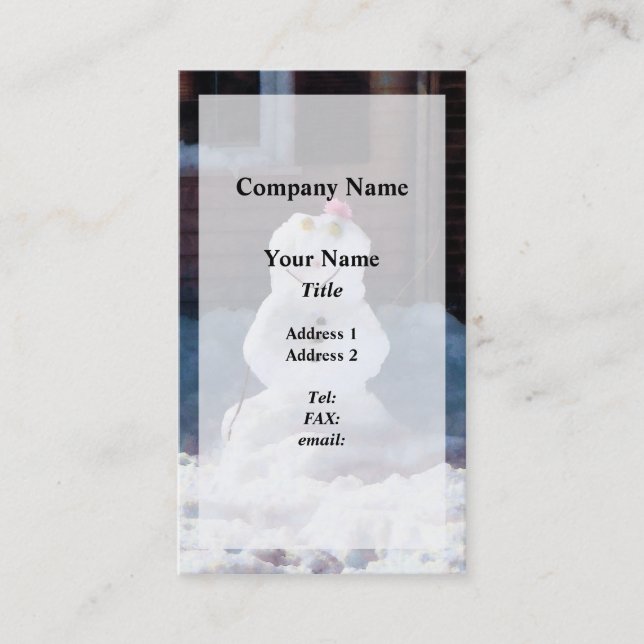 Tarjeta De Visita Feliz Snowman (Anverso)