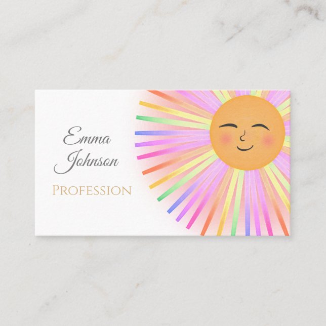 Tarjeta De Visita Feliz sol arcoiris (Anverso)