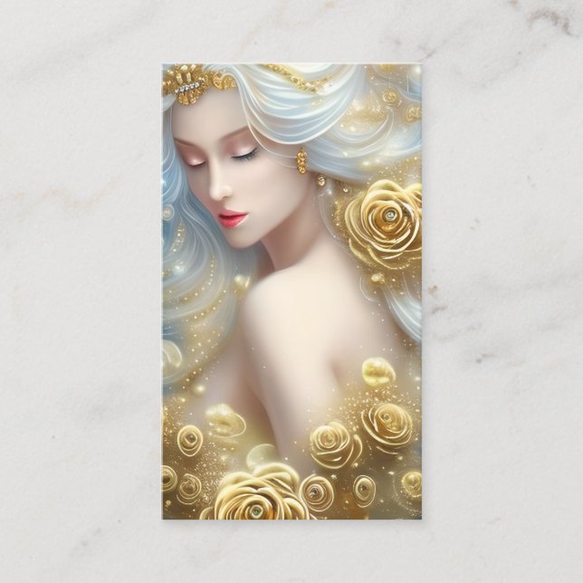 Tarjeta De Visita Fema de Rosas Exquisitos Delicate Gold Intricate (Anverso)