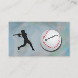 Tarjeta De Visita Female Baseball Player - silhouette and baseball