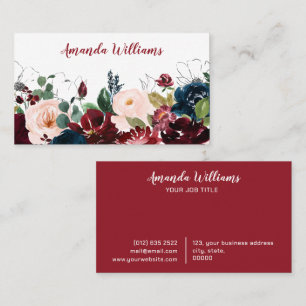 Tarjeta de visita femenina acuarela Floral Green