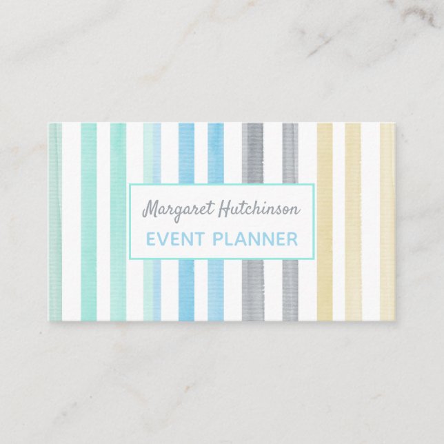 Tarjeta de visita femenina acuarela Rainbow Stripe (Anverso)