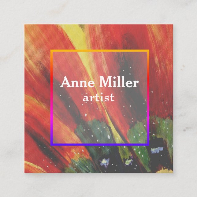 Tarjeta de visita femenina floral colorida (Anverso)