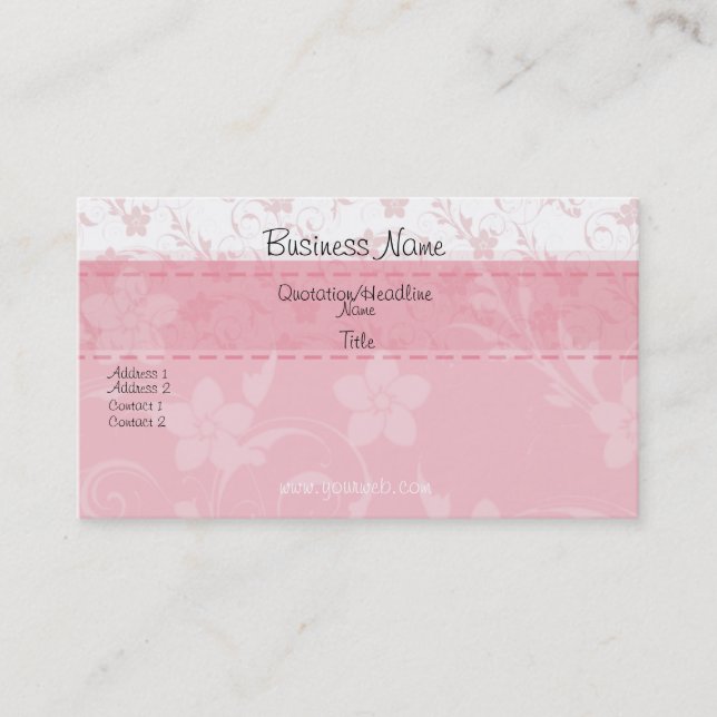 Tarjeta De Visita Femenino floral rosado elegante (Anverso)