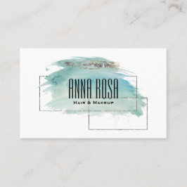 Tarjeta De Visita Femenino geométrico de la acuarela de plata de la