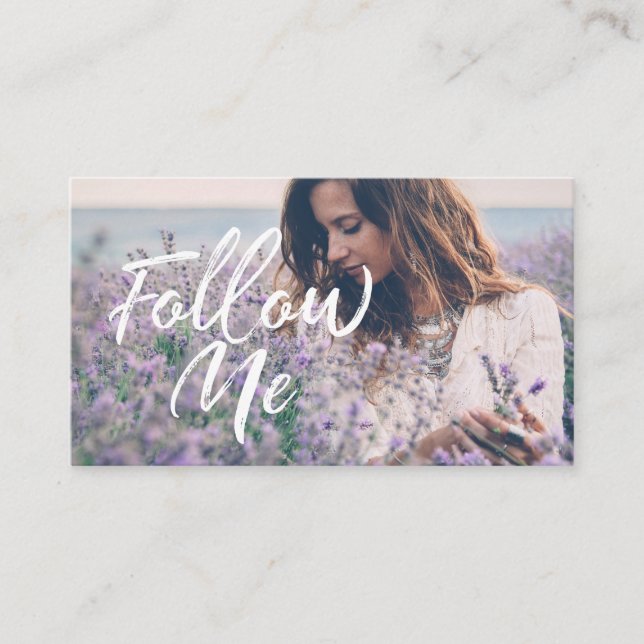 Tarjeta De Visita Femenino y de moda síganme foto en medios sociales (Anverso)