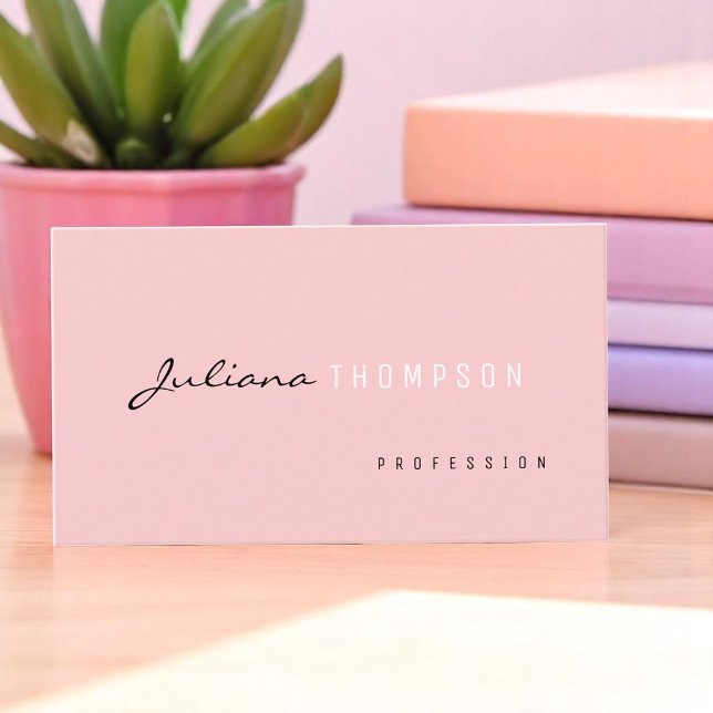 Tarjeta De Visita Feminina rosa simple de Rubor (Subido por el creador)
