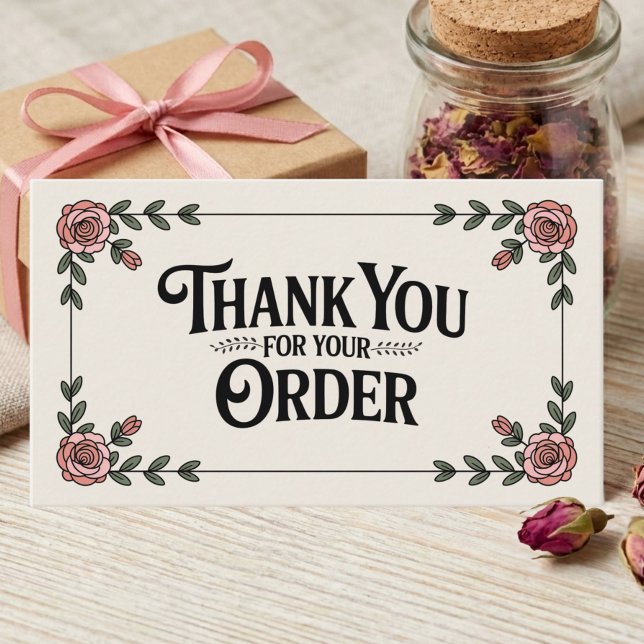 Tarjeta De Visita Feminine Elegant Floral Small Business Thank You (Subido por el creador)