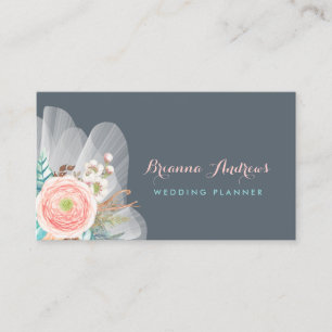 Tarjeta De Visita Feminine Floral Bouquet Elegant Wedding Planner