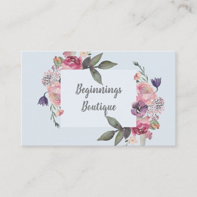 Tarjeta De Visita Feminine Floral Pastel Boutique (Anverso)