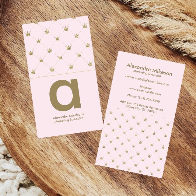 Tarjeta De Visita Feminine Gold Crown Chic (Subido por el creador)