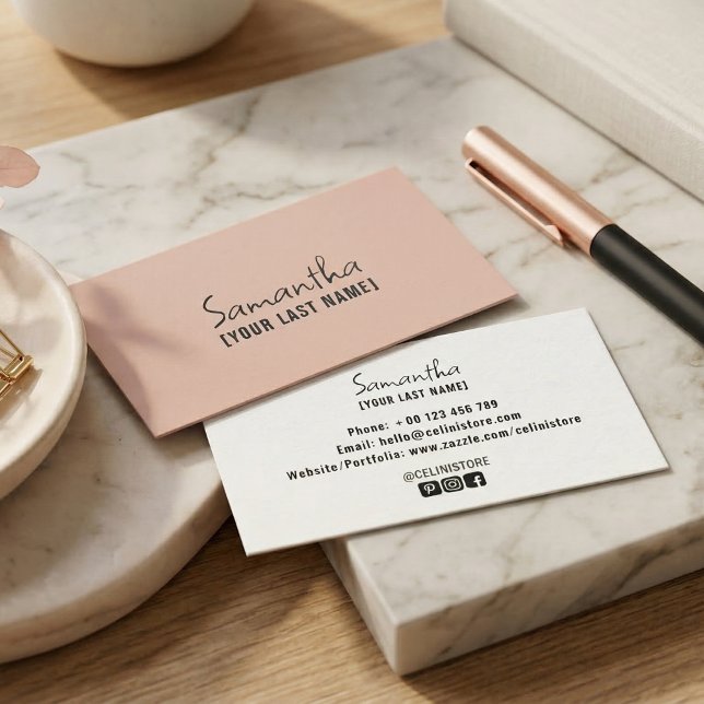 Tarjeta De Visita Feminine Minimalist Business Card | Rose Beige (Feminine Minimalist Business Card | Rose Beige)