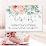 Tarjeta De Visita Feminine Pastel Pink Books for Baby Enclosure Card<br><div class="desc">A beautifully feminine "Books for Baby" enclosure card to accompany your baby shower invitations. The design features a soft bouquet of watercolor poppies, roses, eucalyptus and trailing greenery in pastel beige, pink, green and blue-green. Trendy type face pairings include handwritten script and elegant serif. You can use the book request...</div>