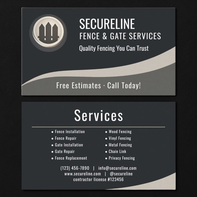 Tarjeta De Visita Fence & Gate Services (Subido por el creador)