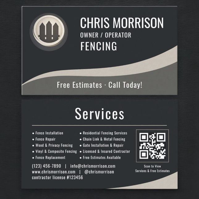 Tarjeta De Visita Fencing Fence Builder QR Code (Subido por el creador)