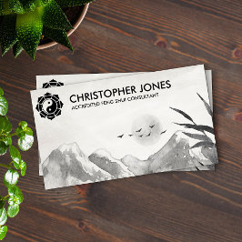 Tarjeta De Visita Feng Shui Bagua / Pakua Lotus Watercolor