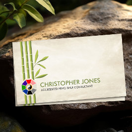 Tarjeta De Visita Feng Shui Bagua / Pakua y Bambú Afortunado