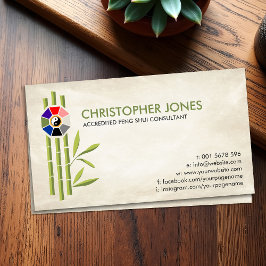 Tarjeta De Visita Feng Shui Bagua / Pakua y Bambú Afortunado