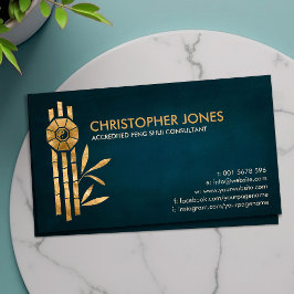 Tarjeta De Visita Feng Shui Bagua / Pakua y Bambú Afortunado