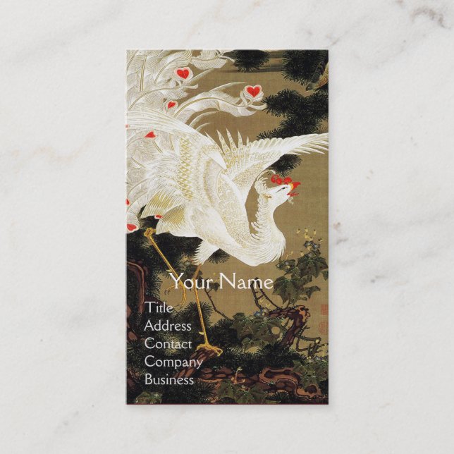 Tarjeta De Visita FENIX DE AMOR VOLANTE, plumas blancas, corazón (Anverso)