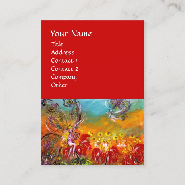 Tarjeta De Visita FERIA DE FLORES ROJOS FANTASÍA Floral (Anverso)